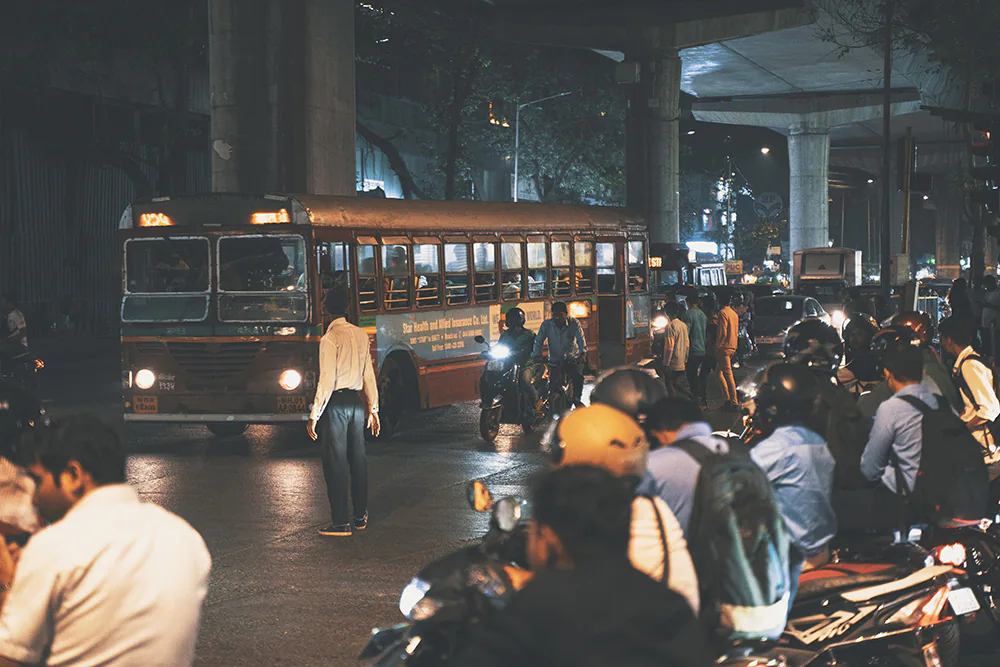 The evening traffic of Mumbai, India