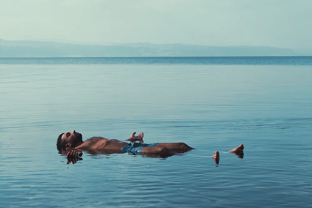 an floting in the Dead Sea