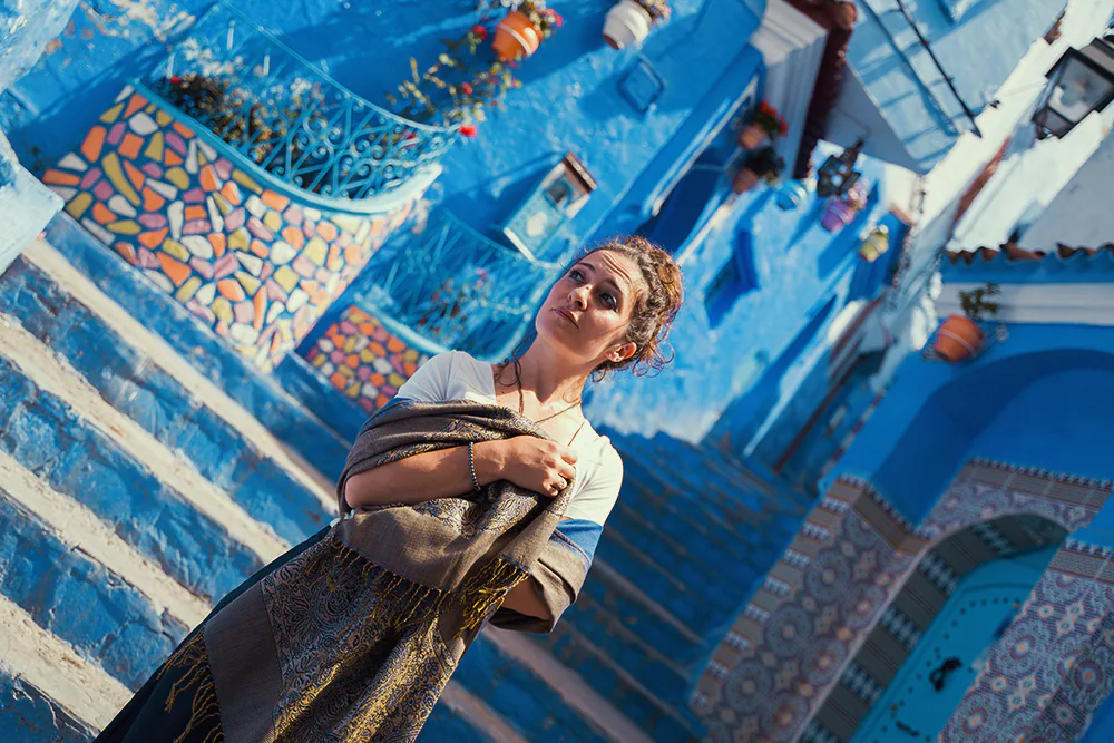 The famous staircase of Chefchaouen